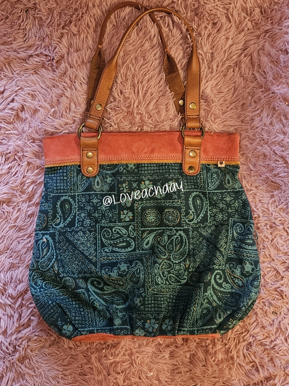 SOLD✨️Vintage✨️LuckyBrand✨️Teal Paisley Canvas Tote Bag